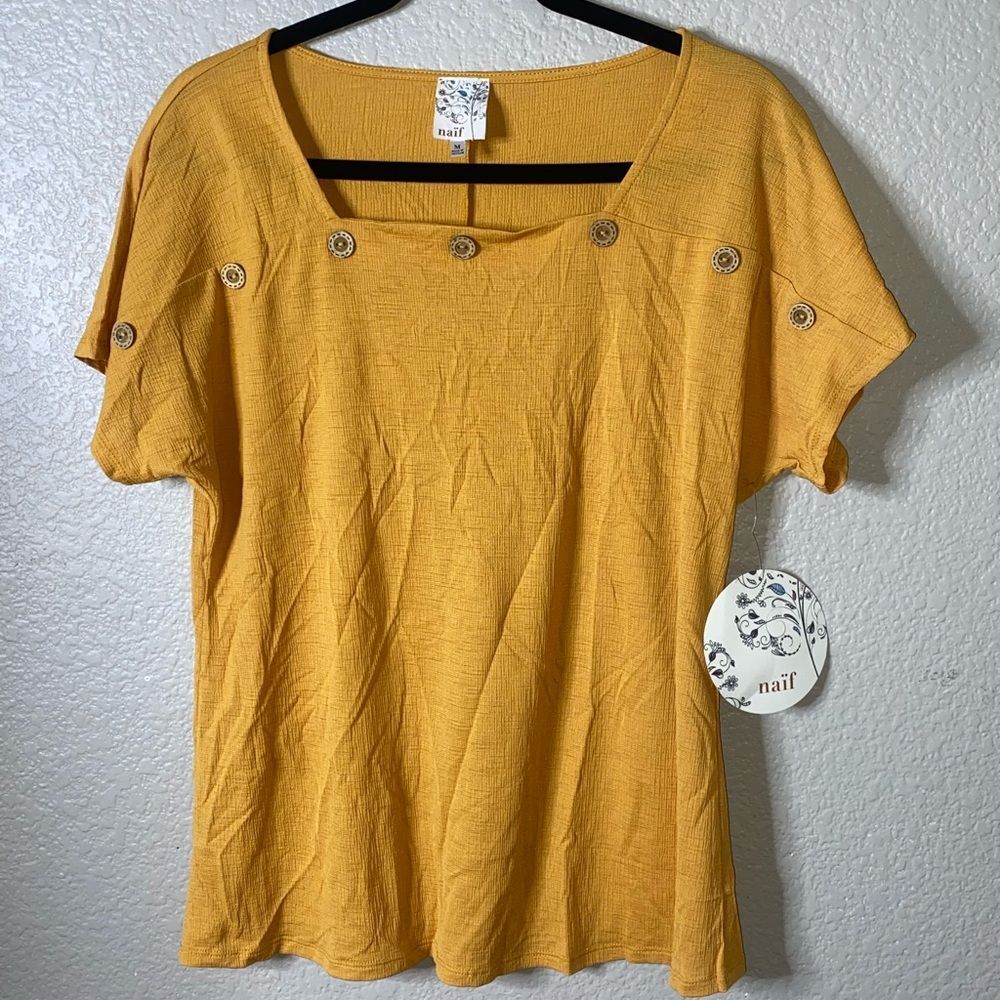Naif Mustard Button Detail Top | Women’s Medium